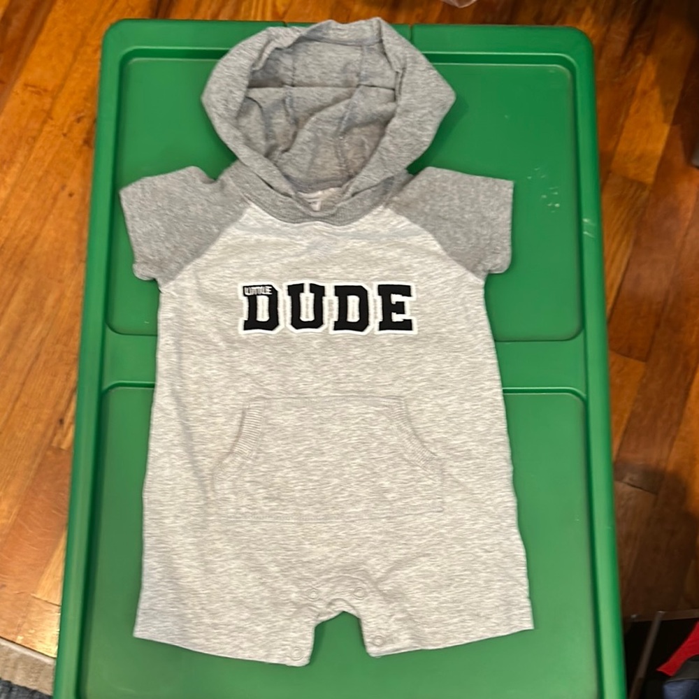 EUC Carter’s Gray Little Dude baby boy 12 mths One Piece outfit.